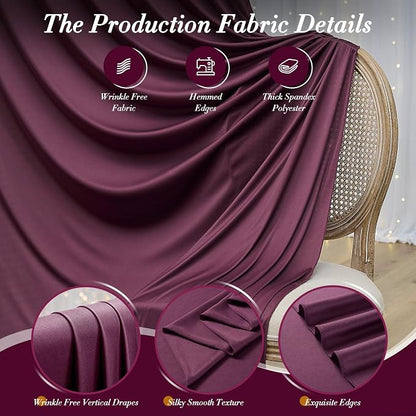 30 ft x 10 ft Wrinkle Free Maroon Backdrop Curtain - Image 4