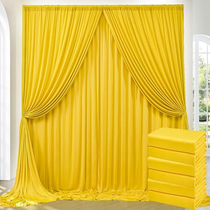 30ft x 10ft Wrinkle Free Yellow Backdrop Curtains by ENJOYYOURPARTY