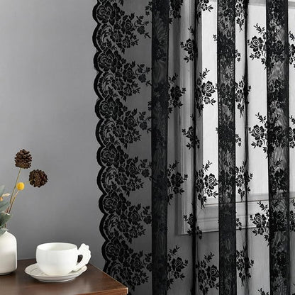 Kotile Short Black Lace Curtains - Image 4