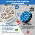 Scalp Massager with Double-Layer Bristles,Anti-Slip Rich-Lathering Hair Washing Shampoo Brush,Curved Scalp Scrubber with Better Head Fit for Dandruff Removal,Scalp Stimulator for Wet&Dry Use.