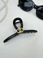 Shiny Black Large Hair Claw Clip with Gold Accent – Shatterproof & Long-Lasting Trendy Women’s Hair Styling Accessory