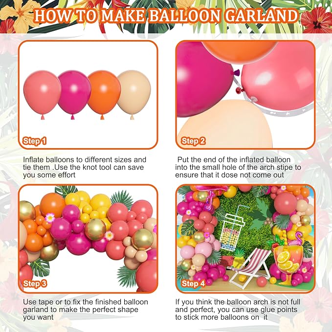 178Pcs Tropical Balloons Arch Garland Kit Luau Party Decorations | Aloha - Image 4
