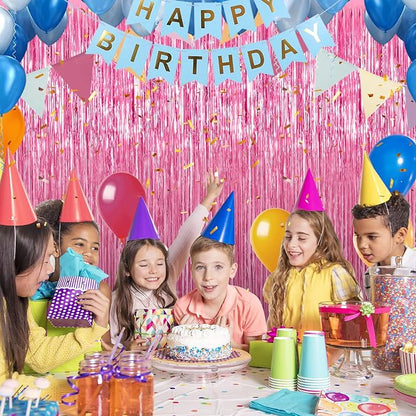 Crosize 4 Pack Pink Party Streamers Backdrop, 3.3 x 9.9 ft | Tinsel Foil Fringe - Image 5