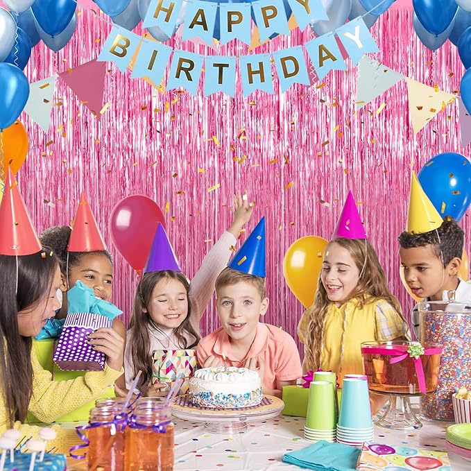 5 Pack 3.3 x 9.9 ft Pink Foil Fringe Curtains Streamers Party Decorations | - Image 4