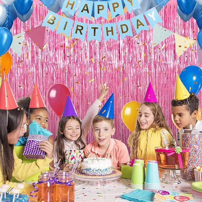5 Pack 3.3 x 9.9 ft Pink Foil Fringe Curtains Streamers Party Decorations | - Image 4