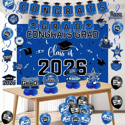Graduation Decorations 2026 Blue Themed Set - Image 9