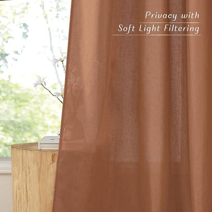 NICETOWN Caramel Linen Curtains 84 inches Long, Grommet Thick Flax Linen Window - Image 5