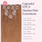 GOO GOO Clip in Hair Extensions Real Human Hair, Remy Human Hair Extensions Clip ins for Women, Natural Human Hair, 22inch 150g 9 Pcs, #330 Cinnamon Terra Copper