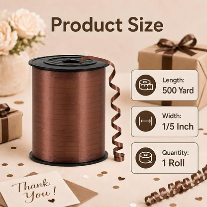 BEISHIDA 500 Yards Matte Coffee Curling Crimped Ribbon Balloon String Ribbons - Image 2