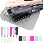 Heysam Flat Iron Silicone Mat for Hair Tools-Curling Iron and Hair Straighteners, Heat Resistant Mat for Travel Vanity Salon, Portable Vanity Pad/Organizer, Size (9“ x 6.5”) – Gray