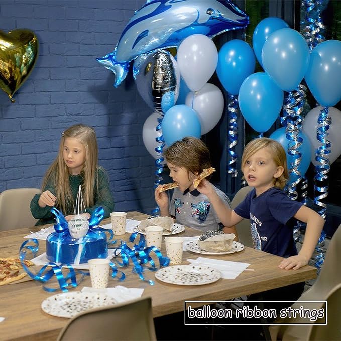 BEISHIDA Blue and Silver Curling Ribbons Balloon String Ribbons - Image 5