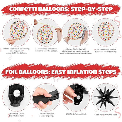 Red Black and Gold Balloons, 12 Inch Metallic Gold Black Red Confetti Balloons - Image 3