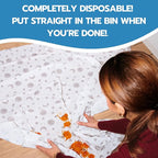 60 Pack Disposable Splat Mats by Eli with Love - Extra Large 49"x49" 100% Waterproof Baby Splat Mat for Under High Chair - Plastic Mat Liner for Floor - Protect from Spills (Moon & Stars, 60 Pack)