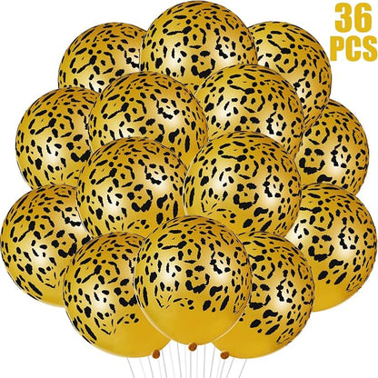 Gejoy 36 Pcs Gold Cheetah Print Balloons 12 Inch Leopard Print Balloons Safari by Unknown