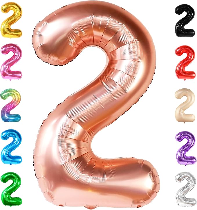 KatchOn Rose Gold Number 2 Balloon 40 Inch | Mylar Rose Gold 2 Balloon by KatchOn