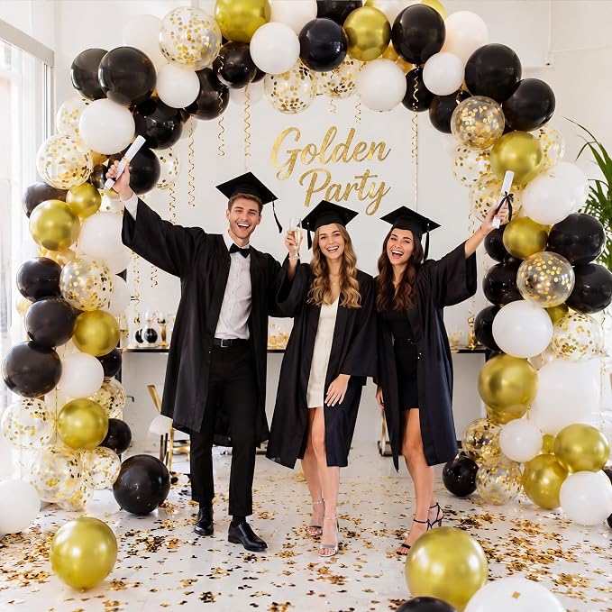 White Black Gold Balloons, Graduation, Anniversary, Baby Shower, Wedding Party - Image 7
