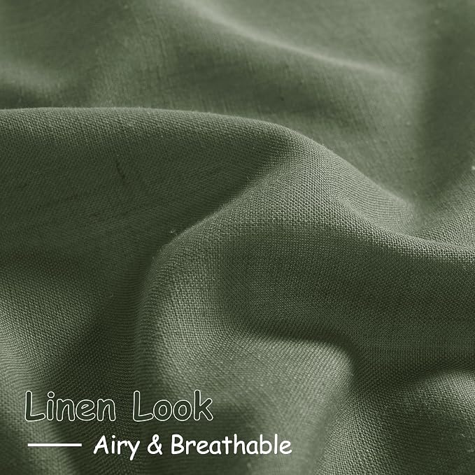 Olive Green Linen Curtains 84 Inches Long - Image 5