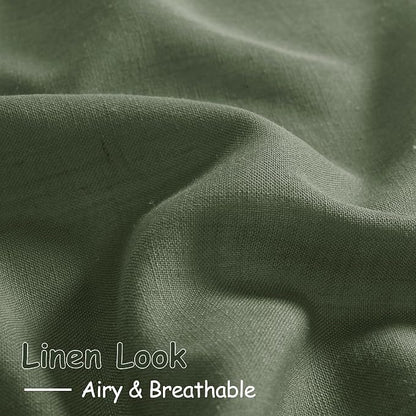 Olive Green Linen Curtains 84 Inches Long - Image 5