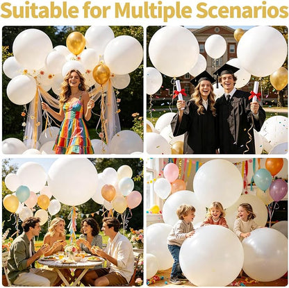 5Pcs White Big Balloons 36 Inch, Round Large Latex Party Balloons - Image 4
