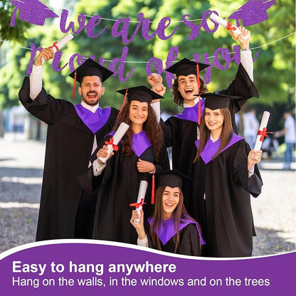 2026 Graduation Decorations Pre-Strung Blingbling We Are So Proud of You Banner - Image 3