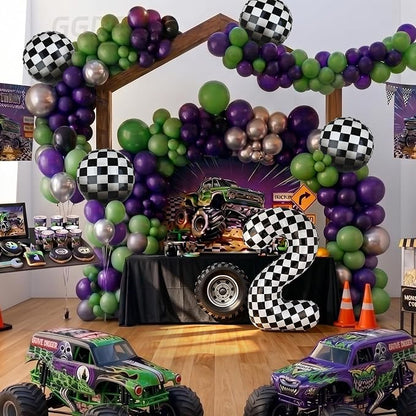 Monster Truck Birthday Party Theme 40 Inch Checkered Number Balloon 2 | - Image 5