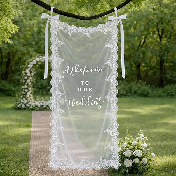 Boao Sheer Wedding Welcome Sign by Boao
