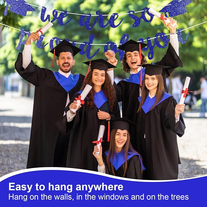 2026 Graduation Decorations Pre-Strung Blingbling We Are So Proud of You Banner - Image 3