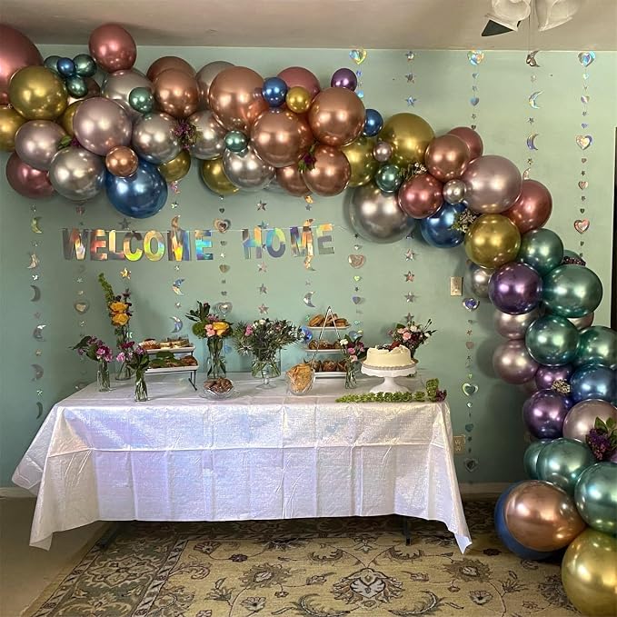 Metallic Balloons, 12 Inch Rainbow Chrome Balloons - Image 5