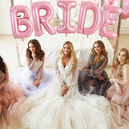 TONIFUL 40 Inch Large Pink Bride Balloons, Giant Jumbo Helium Foil Mylar Big - Image 3