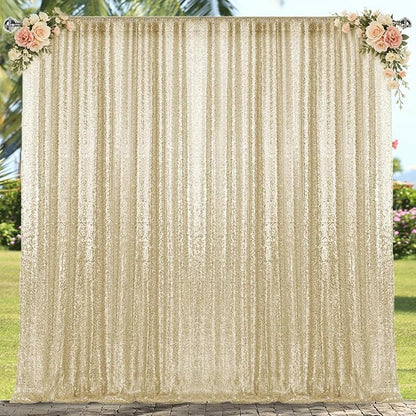 4×8FT Champagne Sequin Backdrop Curtain, Photography Backdrop Glitter Curtains - Image 2