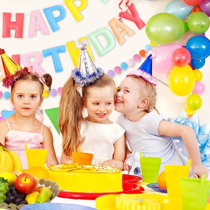 CANREVEL 3 PCS Pre-Strung 3D Happy Birthday Banner Decorations, Pastel | - Image 5