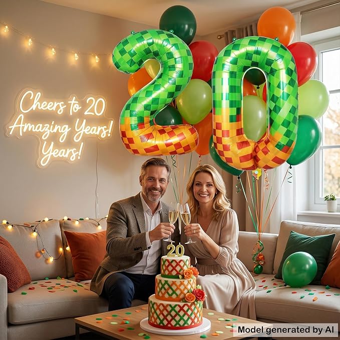 40 Inch Pixel Foil Number 20 Balloon - Image 4