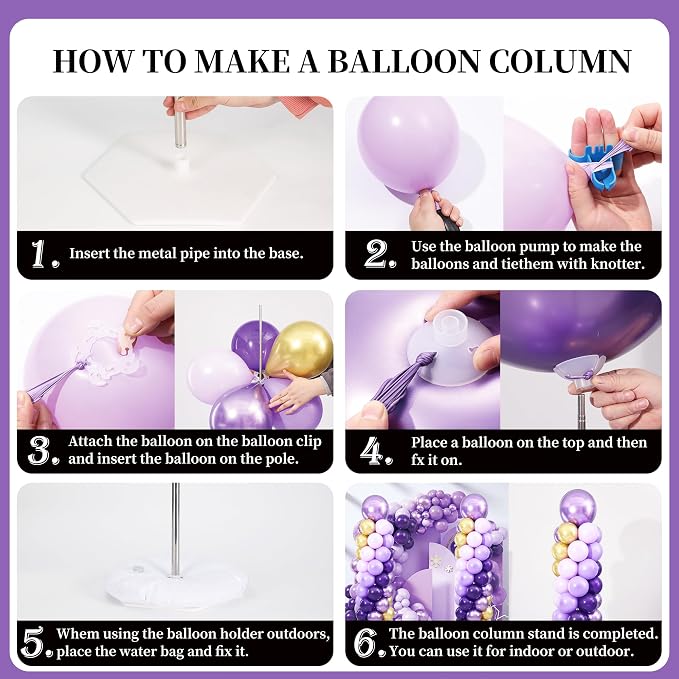 Purple and Gold Balloon Column Stand Kit Set of 2 - Image 6