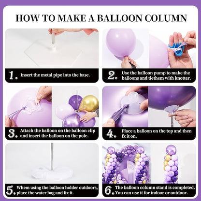 Purple and Gold Balloon Column Stand Kit Set of 2 - Image 6