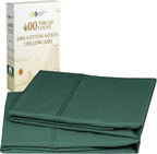 California Design Den Standard Queen Size Pillowcase Set - 400 Thread Count, 100% Cotton Sateen, Set of 2 Pillow Covers, Soft and Breathable - Hunter Green