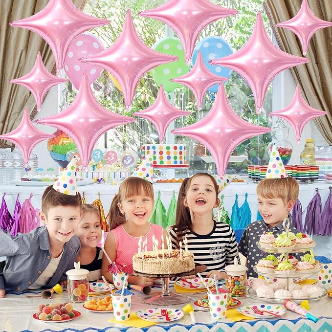 Pink Star Balloons, 26Inch and 10Inch Pink Quadrangle Helium Polyester Film - Image 6
