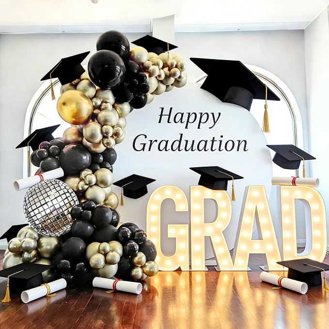 Black and Gold Balloons Garland Arch Kit, 18 12 10 5 Inch Black Metallic Gold - Image 3