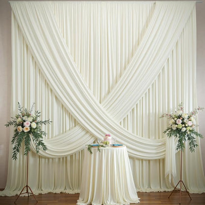 40×12ft Wrinkle Free Ivory Backdrop Curtain - Image 9