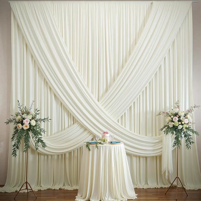 30ft×12ft Wrinkle Free Ivory Backdrop Curtain - Image 8