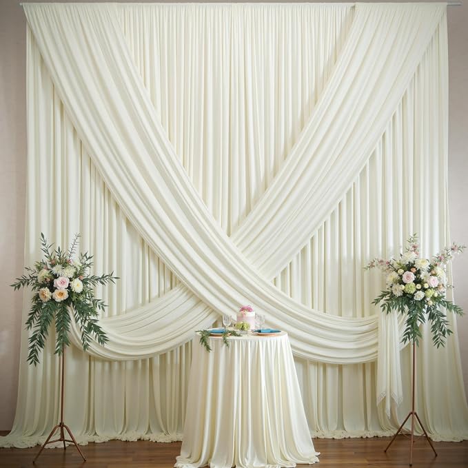 60×12ft Wrinkle Free Ivory Backdrop Curtain - Image 5