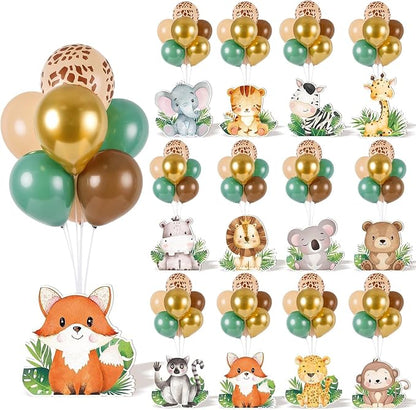 12 Sets Baby Shower Jungle Animals Balloon Stand Kit Safari Baby Shower by Unknown