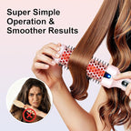 CHIKYO Upgraded Infrared Thermal Brush, 1.5 Inch Heated Round Brush, Negative Ion Curly Hair Brush, Curling Iron with Dual Voltage & Dual PTC & 6 Heat Settings, Pink