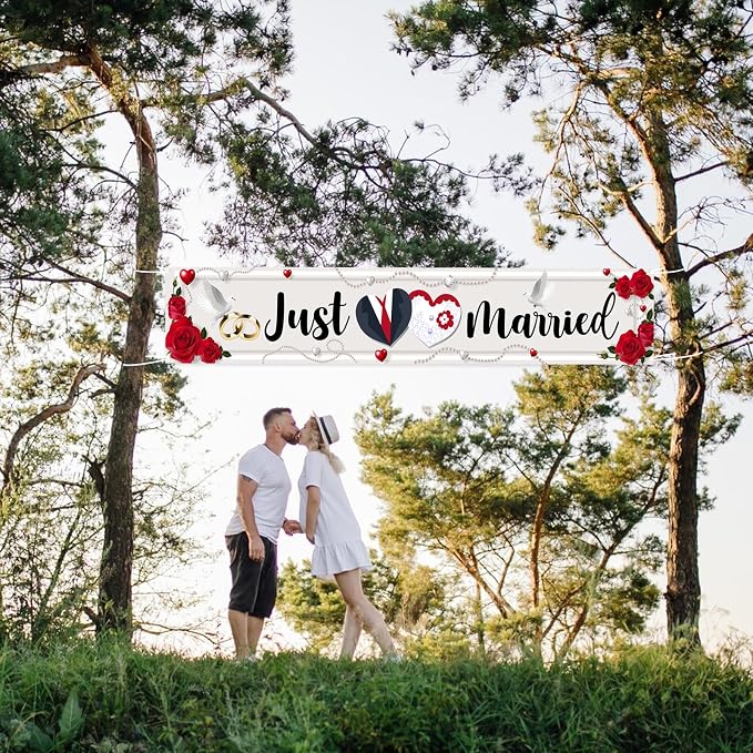Labakita Large Just Married Banner, Wedding Ceremony Front Yard Sign, Wedding - Image 7