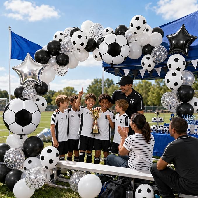 Soccer Balloons, Metallic Silver Confetti Balloons - Image 8