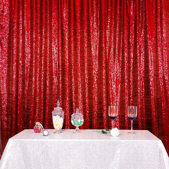SquarePie 8x10ft Red Sequin Backdrop, High Density Non-Transparent Glitter - Image 8