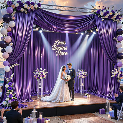 30x10ft Purple Glitter Backdrop Curtain - Image 2