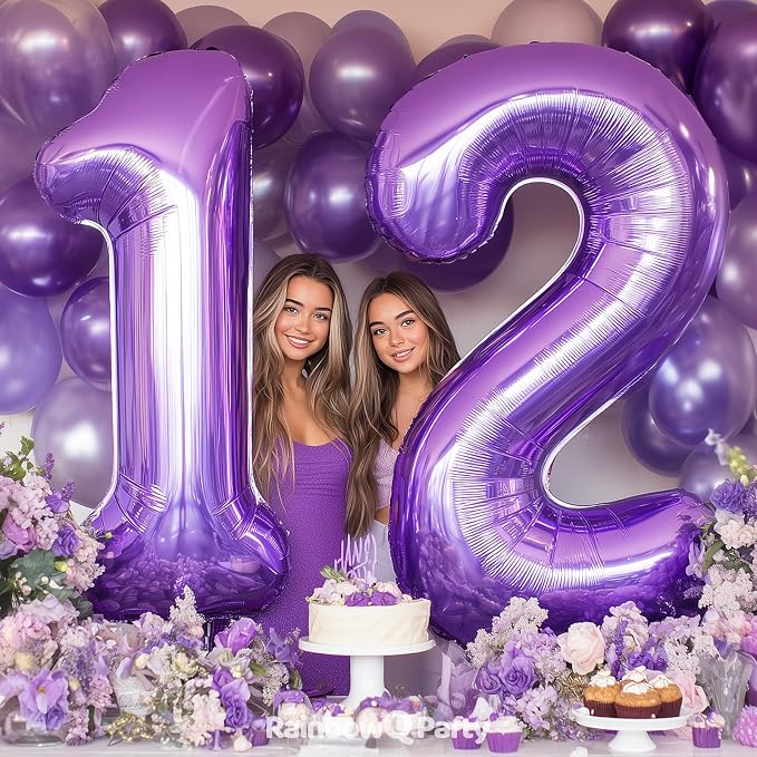 RainbowQ Purple 2 Balloon Number 40 Inch 0-40 Foil Large Balloons | Big Mylar 2 - Image 5