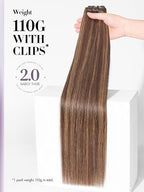 LUVME Invisible Clip in Hair Extensions Real Human Hair, 18 inch 110g 6Pcs, Natural Brown Highlights Human Hair Extensions Clip ins for Women, Natural Seamless Straight Human Hair