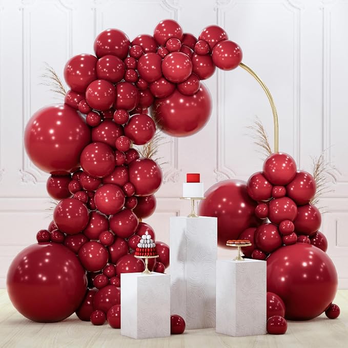 PartyWoo Burgundy Balloons 130pcs Dark Chestnut Red Maroon Color | 18 12 10 5 by PartyWoo