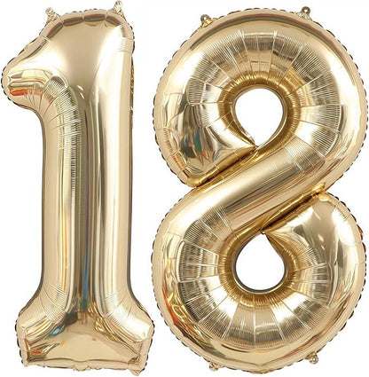 Champagne Gold 18 Balloon, 40 Inch Light Gold Number 18 Balloon Big Foil Mylar by BBPOOL